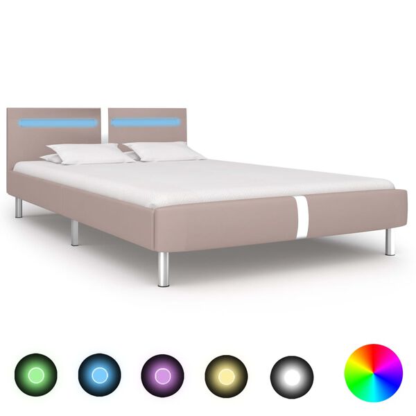 vidaXL Bedframe met LED kunstleer cappuccino 120x200 cm