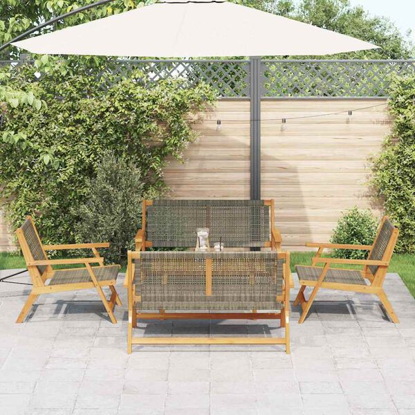 vidaXL Tuinstoelen met Tafel 5 pcs Grijs 90 x 45 x 40 cm