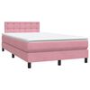 vidaXL Boxspring met matras fluweel roze 120x210 cm
