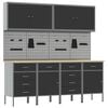 vidaXL Werk kast met lade 10 st Zwart Engineered hout en staal