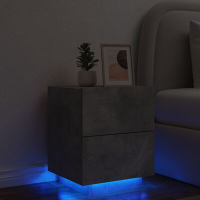 vidaXL Nachtkastje met LED-verlichting bewerkt hout betongrijs