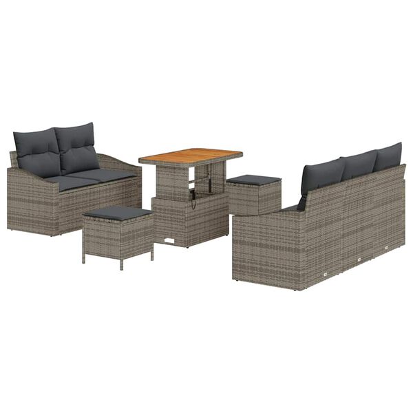 vidaXL Tuin Sofa Set met kussen 8 pcs Grijs Poly riet
