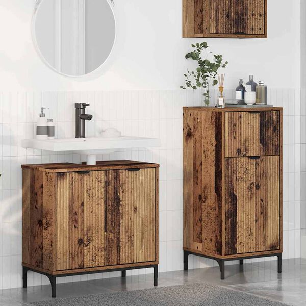 vidaXL Badkamermeubelset 2 pcs Oud Hout Geperst Hout en Metaal
