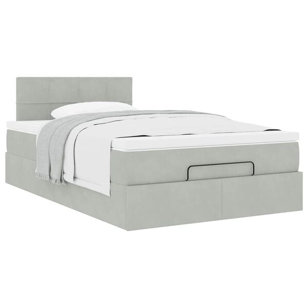 vidaXL Ottoman bed met matras 120x200 cm fluweel lichtgrijs
