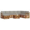 vidaXL Hoekbank Set 9 pcs Natuurlijk en Lichtgrijs Massief Acaciahout