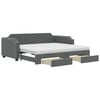 vidaXL Slaapbank onderschuifbed en lades 90x190 cm stof donkergrijs