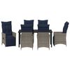 vidaXL Tuin Eetset 7 pcs Grijs poly rattan