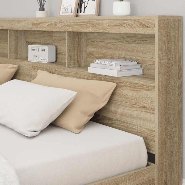 vidaXL Boekenkast Bed met plank Sonoma eiken 180 x 200 cm Bewerkt hout