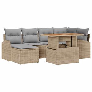 vidaXL Tuin Sofa Set 7 st beige en lichtgrijs