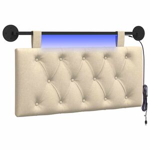 vidaXL Hangend hoofdbord Met LED-verlichting Cr&egrave;mekleurig Stof