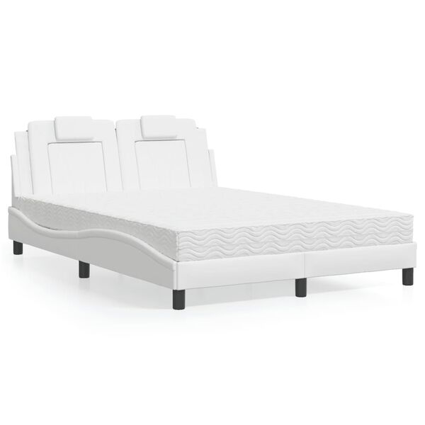 vidaXL Bed "Viana" met matras kunstleer wit 140x190 cm