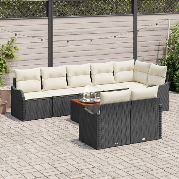 vidaXL Tuin Sofa Set 9 pcs Zwart en wit