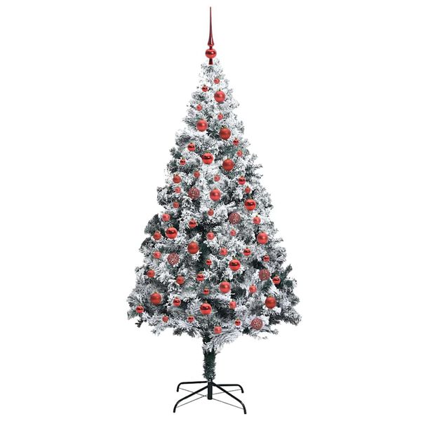 vidaXL Kunstkerstboom met 300 LED Wit 180 cm PVC en Staal en Kunststof