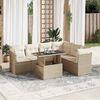 vidaXL 7-delige Loungeset met kussens poly rattan beige