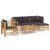 vidaXL 6-delige Loungeset met kussens bamboe donkergrijs