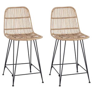 vidaXL Barkruk 2 st Naturel 44 x 54 x 96 cm Rattan en staal