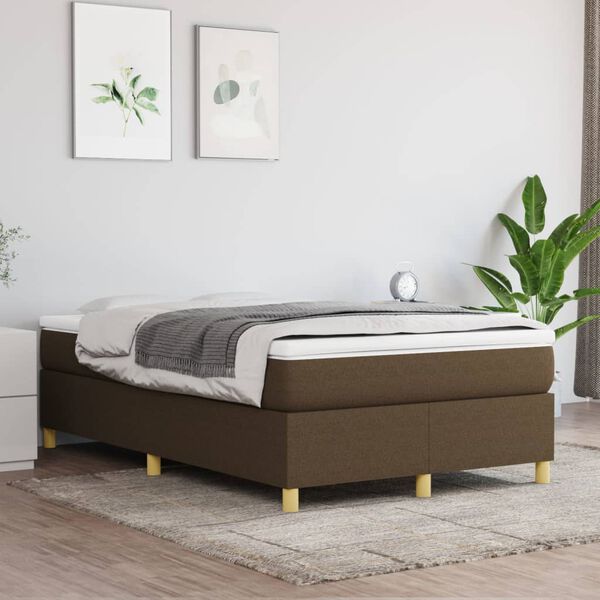 vidaXL Boxspring bed 120x200 cm stof donkerbruin