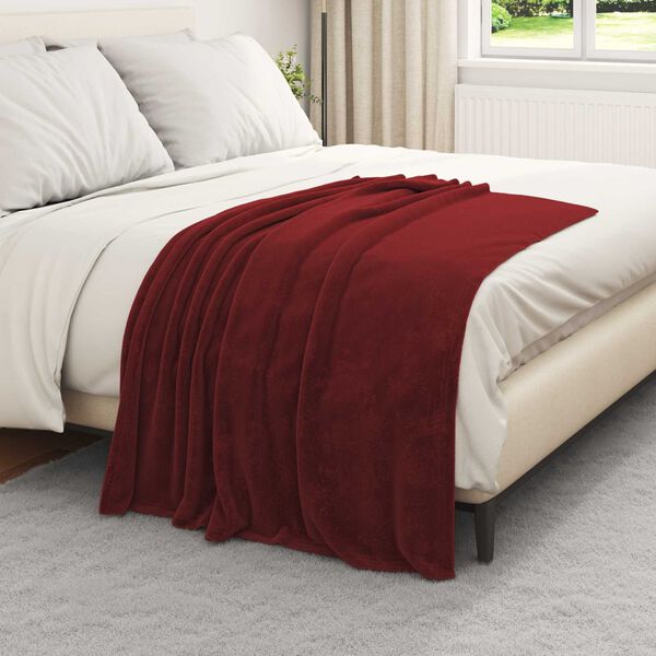 vidaXL Gooi Deken Bordeaux Rood 130 x 150 cm Fleece