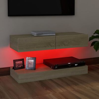 vidaXL Tv-meubel met LED-verlichting 90x35 cm sonoma eikenkleurig