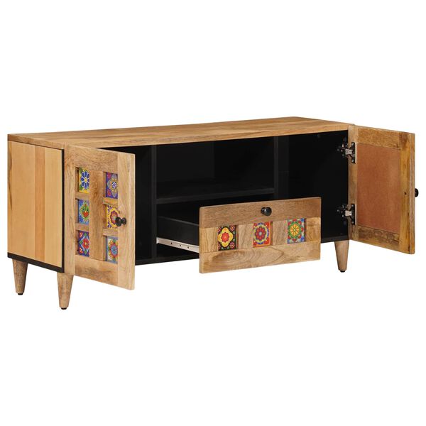 vidaXL TV-kast met lade Naturel 105 x 33,5 x 46 cm Massief Mango Hout