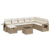 vidaXL 9-delige Loungeset met kussens poly rattan beige