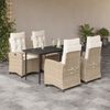 vidaXL 5-delige Tuinset met kussens poly rattan beige