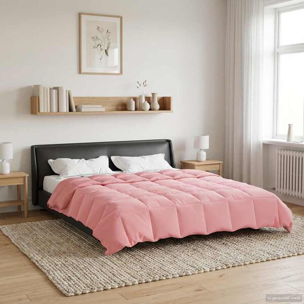vidaXL Zomer Dekbed Gekwilt Roze 240 x 260 cm Microfiber