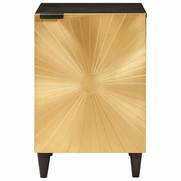 vidaXL Badkamerkast Zwart en Goud 38 x 33 x 58 cm Massief Mango Hout