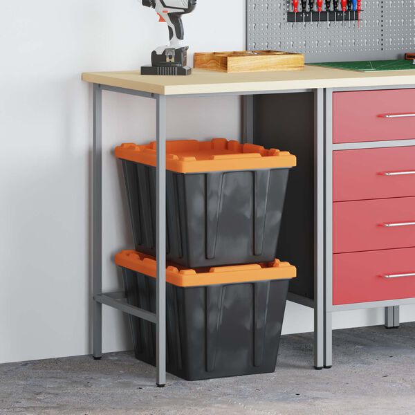 vidaXL Werk Cabinet met lade 3 pcs Rood en Grijs 150 x 55 x 85 cm