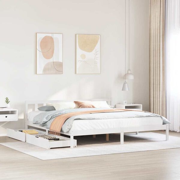 vidaXL Bedframe zonder matras massief grenenhout wit 180x200 cm