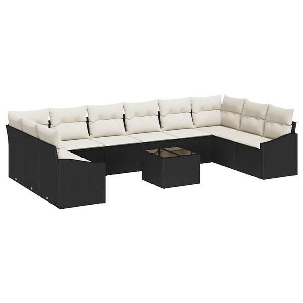 vidaXL Tuin Sofa Set met kussen 11 pcs Bruin en Crème poly rattan
