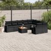 vidaXL 10-delige Loungeset met kussens poly rattan zwart