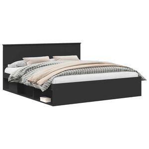 vidaXL Bedframe met hoofdeinde Zwart 180 x 200 cm Massief grenenhout