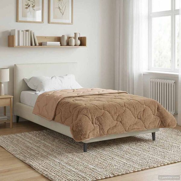 vidaXL Zomer Dekbed Taupe 155 x 200 cm Microfiber en Teddy fleece