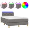 vidaXL Boxspring met matras en LED stof donkergrijs 120x200 cm
