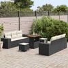 vidaXL Tuin Sofa Set met kussen 9 pcs Zwart en Cr&egrave;me Poly Rattan