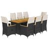 vidaXL 9-delige Bistroset met kussens poly rattan zwart