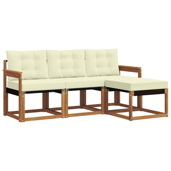 vidaXL Buiten bankenset met kussen 4 pcs Natuurlijk en Cr&egrave;me