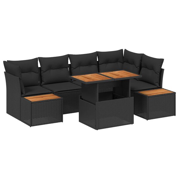 vidaXL Tuin Sofa Set met opslag 10 pcs Zwart Poly riet