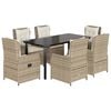 vidaXL 7-delige Tuinset met kussens poly rattan beige
