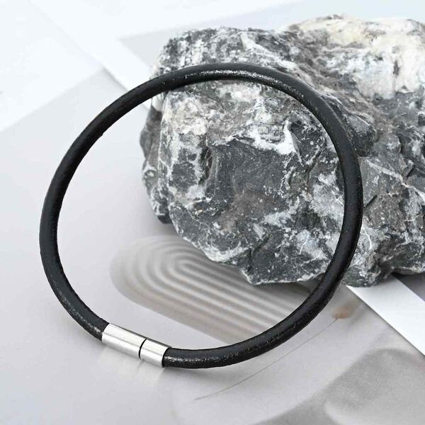 vidaXL Leren Koord Zwart Ø5 mm x 50 m Leer