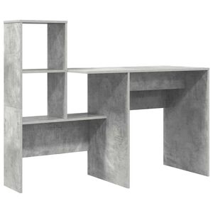 vidaXL Bureau met plank Beton Grijs 131,5 x 50 x 106,5 cm Bewerkt hout
