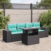 vidaXL 5-delige Loungeset met kussens poly rattan acacia zwart