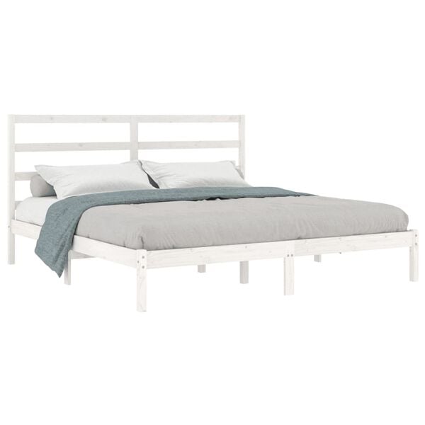 vidaXL Bedframe zonder matras massief grenenhout wit 200x200 cm