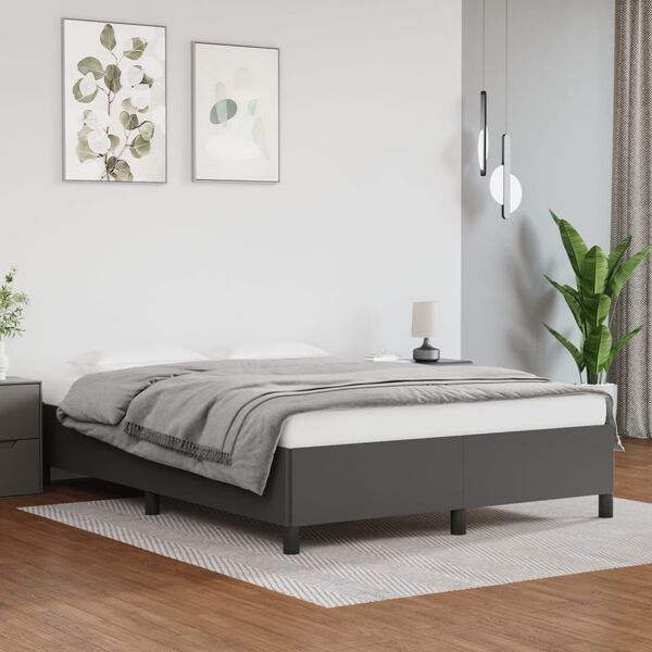 vidaXL Bedframe kunstleer grijs 140x200 cm