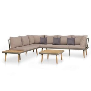 vidaXL 4-delige Loungeset met kussens massief acaciahout bruin