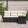vidaXL Tuin Sofa Set met opslag 4 pcs Zwart poly rattan