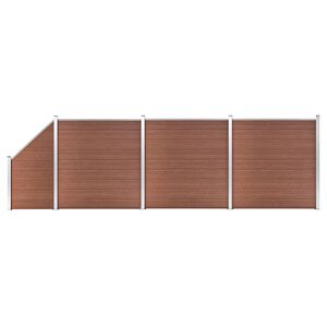 vidaXL Schuttingset 3 vierkant en 1 schuin 619x186 cm HKC bruin