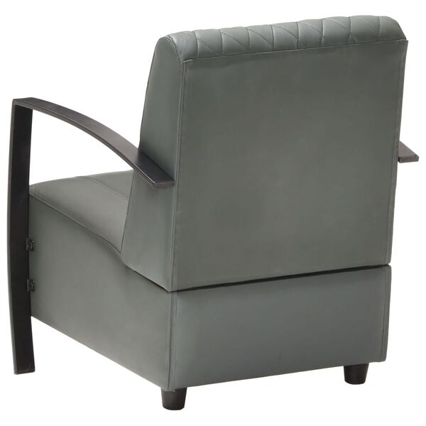 vidaXL Fauteuil echt leer grijs