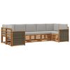 vidaXL Hoekbank Set met kussen 6 pcs Naturel en lichtgrijs